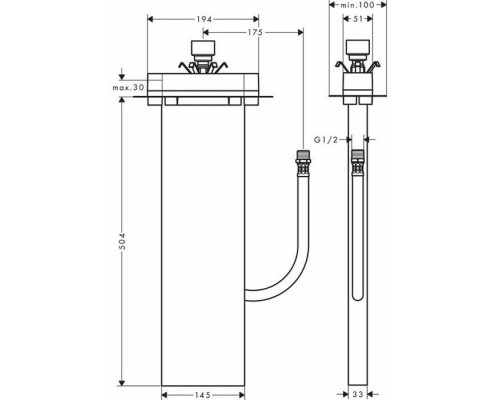Hansgrohe sBox Шланговый короб для ванны, скрытая часть. 13560180 Hansgrohe sBox Шланговый короб для ванны, скрытая часть. 13560180