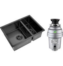 Комплект Мойка Zorg Inox PVD 58-2-44 GRAFIT графит + Измельчитель Inox D