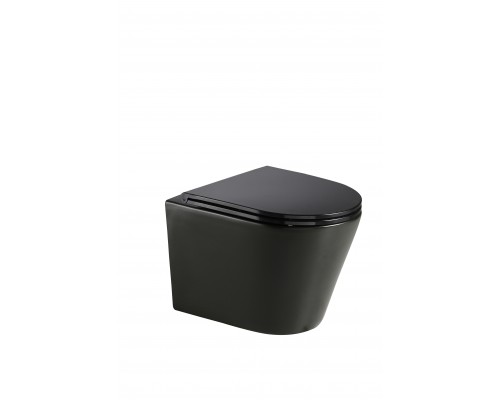 AQM2001MB Унитаз подвесной с сиденьем SoftClose, Rimless, скрыт крепеж. 515x355x365, черный матовый AQM2001MB