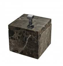 3SC Palace Marmo Баночка универсальная, 11x11xh13,5 см, с крышкой, настольная, цвет: мрамор Emperador dark/хром. PA48AEMSL