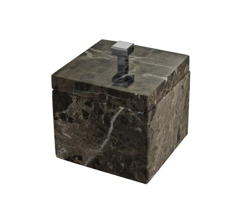 3SC Palace Marmo Баночка универсальная, 11x11xh13,5 см, с крышкой, настольная, цвет: мрамор Emperador dark/хром. PA48AEMSL 3SC Palace Marmo Баночка универсальная, 11x11xh13,5 см, с крышкой, настольная, цвет: мрамор Emperador dark/хром. PA48AEMSL