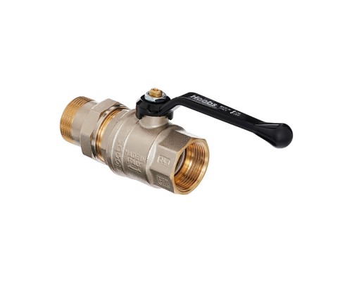 Кран шаровой Hoobs ORION с американкой НР/ВР 3/4'' алюминиевая ручка-рычаг чёрного цвета. 15123H Кран шаровой Hoobs ORION с американкой НР/ВР 3/4'' алюминиевая ручка-рычаг чёрного цвета. 15123H