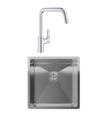 Комплект Мойка Rivelato Rinox 4444 UN нержавеющая сталь + Смеситель Grohe Eurosmart
