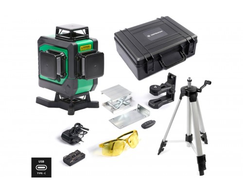Комплект Лазерный уровень INSTRUMAX GL 4-360 Master SET+Штатив телескопический с резьбой 1/4 (5/8) дюйма INSTRUMAX TR-120