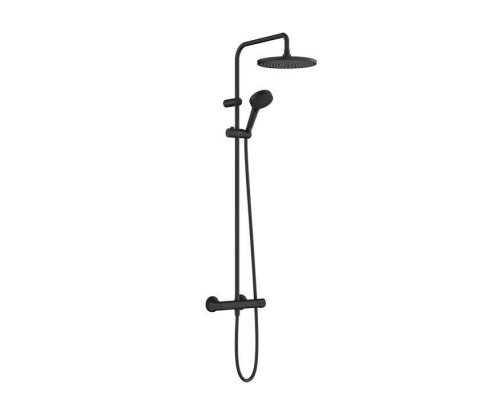 Hansgrohe Vernis Душевая система, настенная, с термостатическми смесителем, верхний душ 24см., и ручным душем, цвет: матовый черный. 26426670 Hansgrohe Vernis Душевая система, настенная, с термостатическми смесителем, верхний душ 24см., и ручным душем, цвет: матовый черный. 26426670
