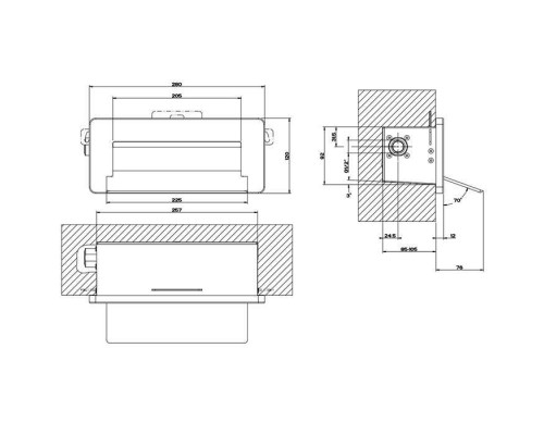 Gessi iSpa Каскадный излив для душа настенный прямоугольный, для монтажа с удаленным управлением, внешняя часть, цвет: Mirror Steel. 39895#238