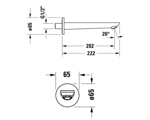 Duravit Wave Излив для ванны 20.2см., настенный, цвет: черный матовый. WA5240010046