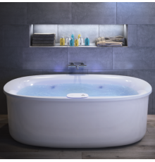 Jacuzzi Arga  Ванна 175x85x57 см отдельностоящая, Swirlpool Illumatherapytrade;4 форсунки, подсветка Rainbow, цвет: белый глянцевый. ARG101C0118