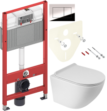 Комплект Унитаз подвесной BelBagno Sfera-r + Крышка Piano BB2111SC с микролифтом + Инсталляция TECE Now 9400412 4 в 1 с кнопкой смыва