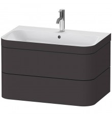 Duravit Happy D.2 Plus Тумба подвесная c-bonded  с умывальником 77.5х49х46.8см, с 1 отв под смес, 2 ящика, выпуск и сифон в комплекте, цвет: Графит суперматовый, умывальник, цвет: белый глянцевый. HP4637O8080