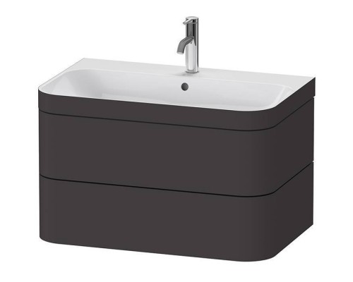 Duravit Happy D.2 Plus Тумба подвесная c-bonded с умывальником 77.5х49х46.8см, с 1 отв под смес, 2 ящика, выпуск и сифон в комплекте, цвет: Графит суперматовый, умывальник, цвет: белый глянцевый. HP4637O8080 Duravit Happy D.2 Plus Тумба подвесная c-bonded с умывальником 77.5х49х46.8см, с 1 отв под смес, 2 ящика, выпуск и сифон в комплекте, цвет: Графит суперматовый, умывальник, цвет: белый глянцевый. HP4637O8080