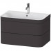 Duravit Happy D.2 Plus Тумба подвесная c-bonded с умывальником 77.5х49х46.8см, с 1 отв под смес, 2 ящика, выпуск и сифон в комплекте, цвет: Графит суперматовый, умывальник, цвет: белый глянцевый. HP4637O8080