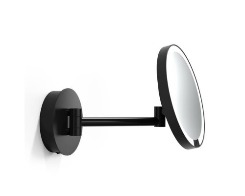 Decor Walther Round Just Look WR Косметическое зеркало 21.5см, подвесное, увел. 5x, подсветка LED, цвет: черный матовый. 0125860