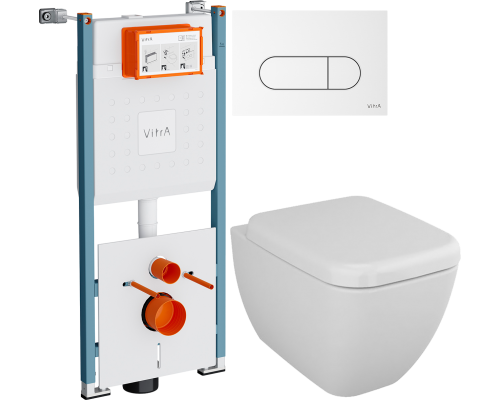 Комплект Унитаз подвесной VitrA Shift 7742B003-0075 белый глянцевый + Крышка 91-003-009 с микролифтом, петли хром + Инсталляция V-Fix Core 732-5800-01PV + Кнопка Root Round 740-2200 белая глянцевая Комплект Унитаз подвесной VitrA Shift 7742B003-0075 белый глянцевый + Крышка 91-003-009 с микролифтом, петли хром + Инсталляция V-Fix Core 732-5800-01PV + Кнопка Root Round 740-2200 белая глянцевая