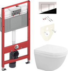 Комплект Унитаз подвесной Duravit Starck 3 + Крышка 0063890000 с микролифтом + Инсталляция TECE Now 9400412 4 в 1 с кнопкой смыва