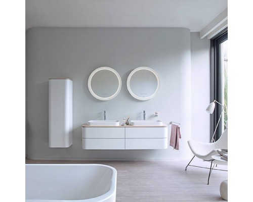 Duravit Happy D.2 Plus Тумба подвесная 160x55x40.8см с 2 раковинами, 4 ящика, цвет: nordic white satin matt/mediterrenean oak. 2359600000,  HP032HB7171,  HP4974B3939