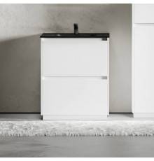 Тумба с раковиной Sancos Libra Floor 70 белый глянец, черная раковина CN7007MB