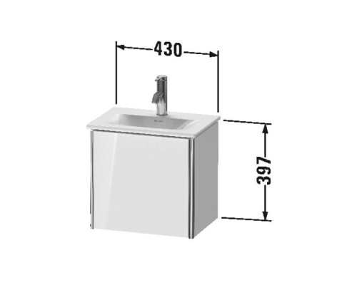 Duravit XSquare База подвесная 43x30.8x39.7см с раковиной, 1 дверца, петли слева, цвет: глянцевый белый. XS4220L2222,  07334500411