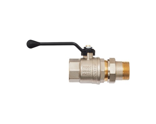 Кран шаровой Hoobs ORION с американкой НР/ВР 3/4'' алюминиевая ручка-рычаг чёрного цвета. 15123H Кран шаровой Hoobs ORION с американкой НР/ВР 3/4'' алюминиевая ручка-рычаг чёрного цвета. 15123H