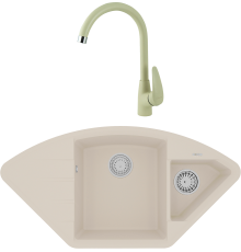 Комплект Мойка кухонная Lemark Irkana 980 9910048 шампань + Смеситель Linara LM0405PSH шампань