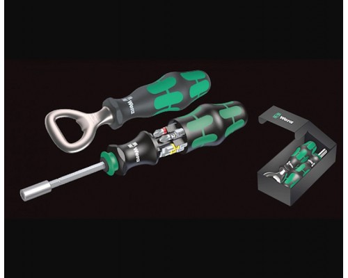 Битодержатель с насадками Wera Kraftform Kompakt 28 + бутылочная открывалка Wera WE-136504. WE-136504