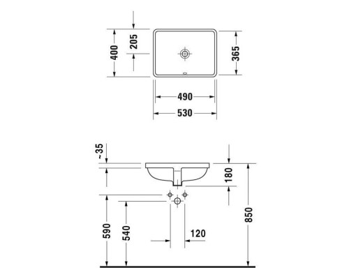 Duravit Starck 3 Раковина встраивания 49x36.5см., с покрытием WonderGlis, цвет: белый. 03054900001