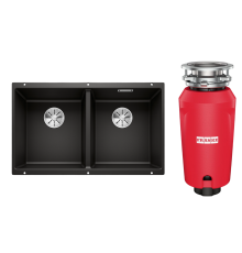 Комплект Мойка Blanco Subline 350/350-U черная + Измельчитель Franke