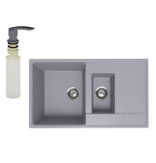 Мойка кухонная Ulgran Quartz Prima 860 бетон + дозатор UQ 02 бетон