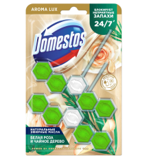 Туалетный блок для унитаза Domestos Power 5 белая роза и чайное дерево 2х50 г