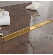 Plumberia Selection Трап душевой PS LINEAR 6x70 2устор. накладка из нерж.стали, комбинир.затвор с горизонт. Выпуском Ду 50мм,40л/мин, цвет: золото 24К. PSL70OR