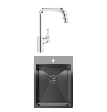 Комплект Мойка Rivelato Rinox 3850 PVD black + Смеситель Grohe Eurosmart