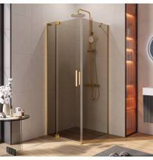 Душевой уголок Cezares Slider AH 1 80-70/80 BR BORO профиль брашированное золото, стекло бронза