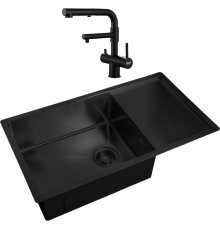 Комплект Мойка кухонная Zorg Light ZL R 780440 GRAFIT + Смеситель Sanitary SZR-3216 Grafit графит