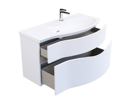 Kerama Marazzi Riva Тумба подвесная 100см, правая, с раковиной, цвет: белый матовый. RV.wb.100Rh,  RV.100Rh\WHT.M