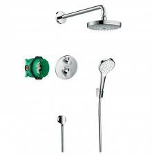 Hansgrohe Croma S Душевая система, верхний душ 18,7см., смеситель термостатический, с ручным душем, цвет: хром. 27295000