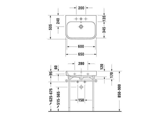 Duravit Happy D.2 Раковина подвесная, 65x50.5 см, 3 отв., шлифованная, с переливом, цвет: белый. 2318650025