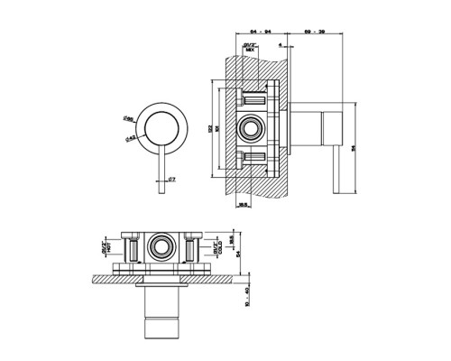 Gessi 316 Смеситель для душа, встраиваемый, цвет: Black XL. 54019#299