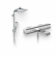 Душевой комплект Термостат Hansgrohe Ecostat E 15774000 для ванны с душем + Стойка Crometta E 240 1jet Showerpipe Reno 27289000 EcoSmart