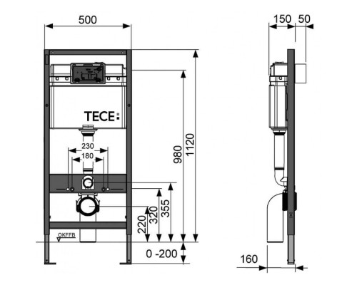 TECElux Комплект для установки унитаза-биде DURAVIT, с верхней панелью 430times;555times;16 мм, с механическим блоком управления стекло цвет: белый . 9650000,  9650103