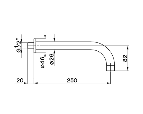 CISAL Излив настенный 250 мм для ванны, цвет: хром. ZA00125121