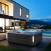 Jacuzzi J355 Минибассейн 214х214х94см, отдельностоящий, каскад, посветка, нагреватель, массажный подголовник, панель Brushed gray, цвет акрила: Platinum. ZC12ZU0EW40