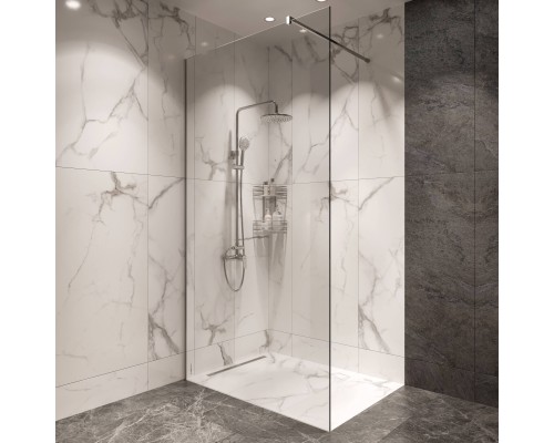 Душевая перегородка STWORKI Берген 120 см, профиль хром глянцевый, прозрачное стекло