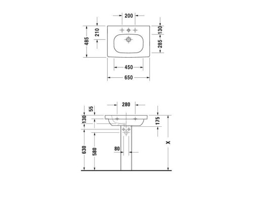 Duravit D-Code Раковина 65х48 см, 1 отв., цвет: белый. 03426500002