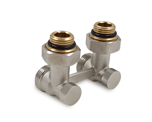 Угловой Н-образный клапан Primoclima Armature для нижнего подключения 3/4 х1/2 никель PC3412HA