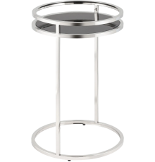 Журнальный столик Stool Group Гестия 41х41 см, стекло черное, серебро
