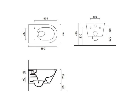 Catalano Zero Унитаз подвесной 55х35см, безободковый, цвет черный матовый. 0111550022,  9056060000