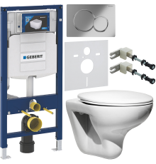 Комплект Унитаз подвесной Roca Mateo 346200000 + Крышка ZRU9302815 + Инсталляция Geberit Duofix UP 320 111.300.00.5 + Кнопка Sigma 01 115.770.21.5 хром + Крепления 111.815.00.1 к стене + Шумоизоляция 156.050.00.1