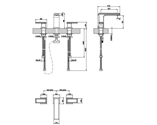 Gessi Eleganza Смеситель для раковины на 3 отверстия, без донного клапана, цвет: шлифованное золото. 46011#087