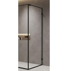 Боковая панель 900х2000 мм, стекло 8 мм, прозрачное, EasyClean, цвет профиля черный матовый AQM7409-2-9