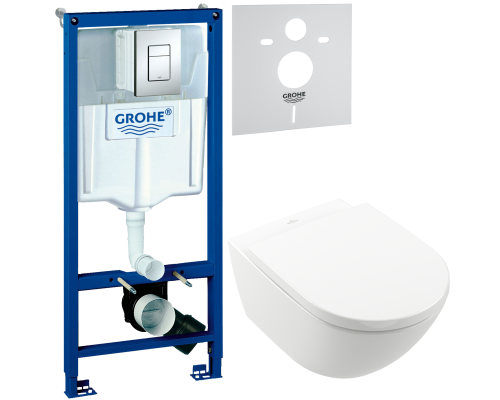 Комплект Унитаз подвесной Villeroy Boch Subway 3.0 4670TS01 alpin, сиденье с микролифтом + Инсталляция Grohe Rapid SL 38772001 3 в 1 с кнопкой смыва + Шумоизоляция 37131000 Комплект Унитаз подвесной Villeroy Boch Subway 3.0 4670TS01 alpin, сиденье с микролифтом + Инсталляция Grohe Rapid SL 38772001 3 в 1 с кнопкой смыва + Шумоизоляция 37131000